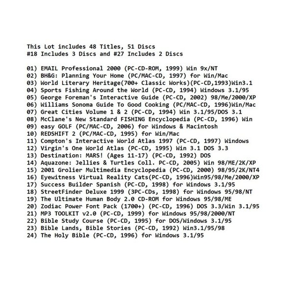 50 MISC CD-ROM LOT #4 - PC Software Lot CLEARANCE - NEW CD's in Sleeves - Picture 2 of 5